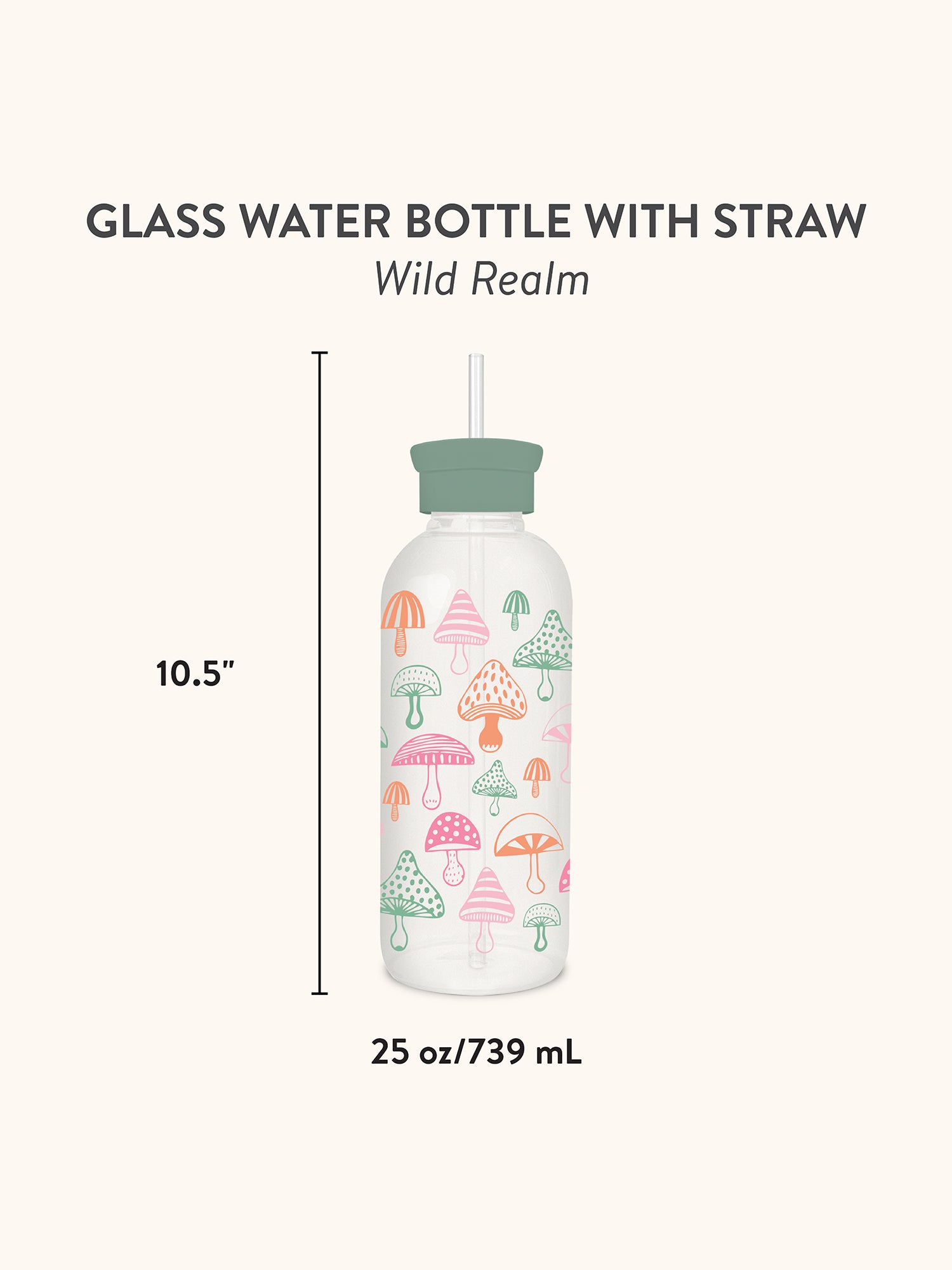Wild Realm Glass Water Bottle with Straw