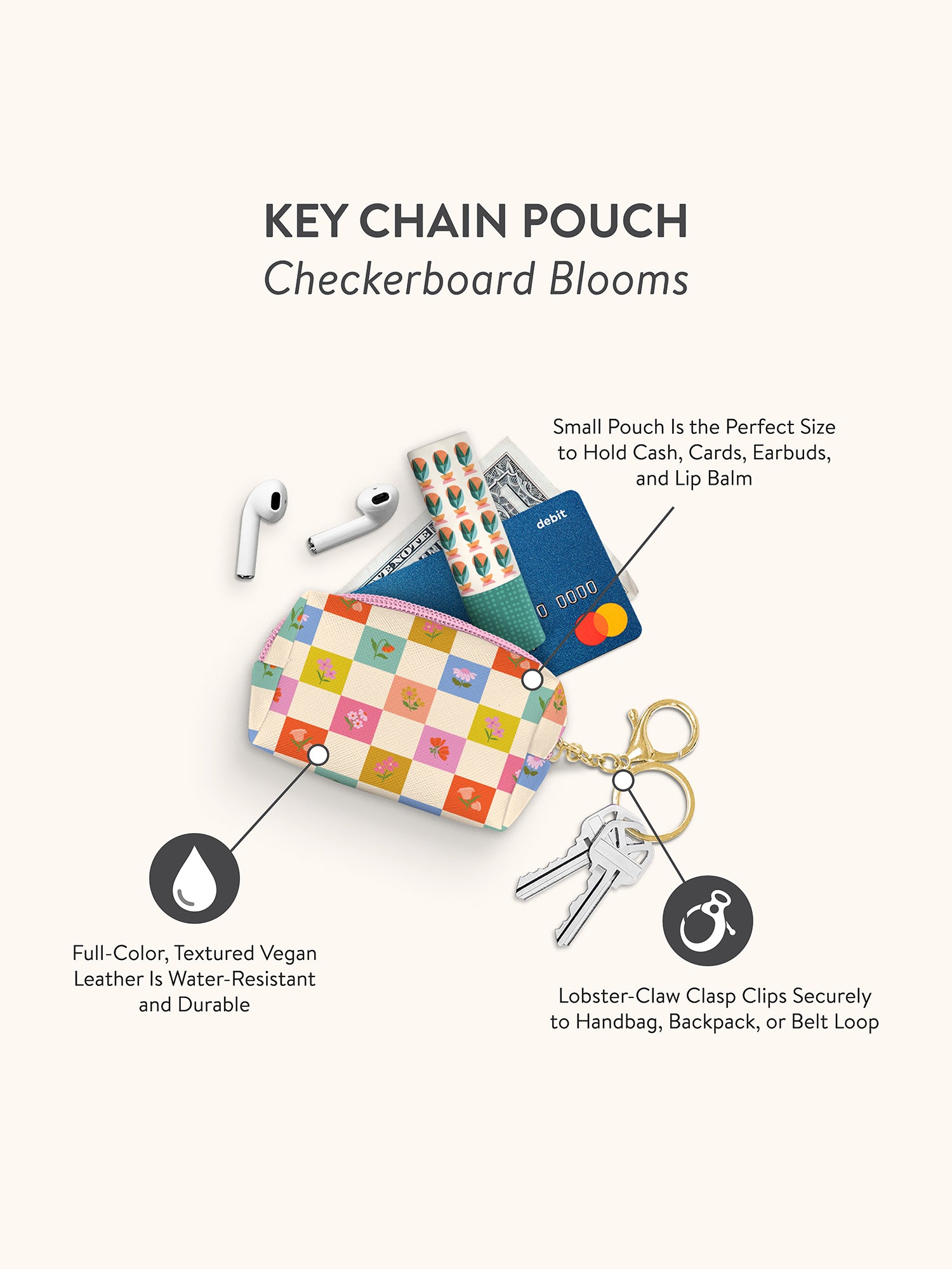 Checkerboard Blooms Key Chain Pouch – Studio Oh!