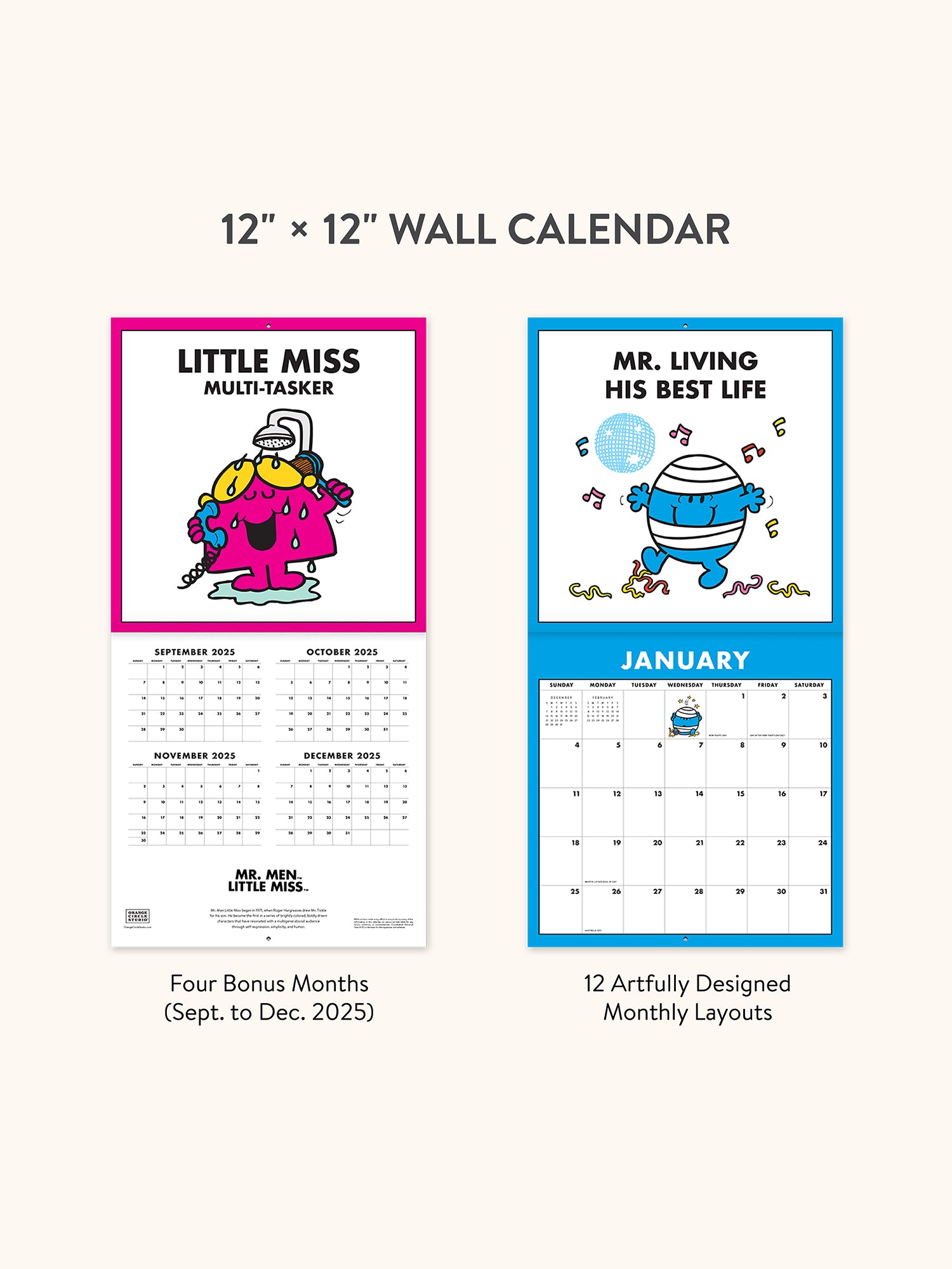 2026 Mr. Men Little Miss 12&quot; x 12&quot; Wall Calendar