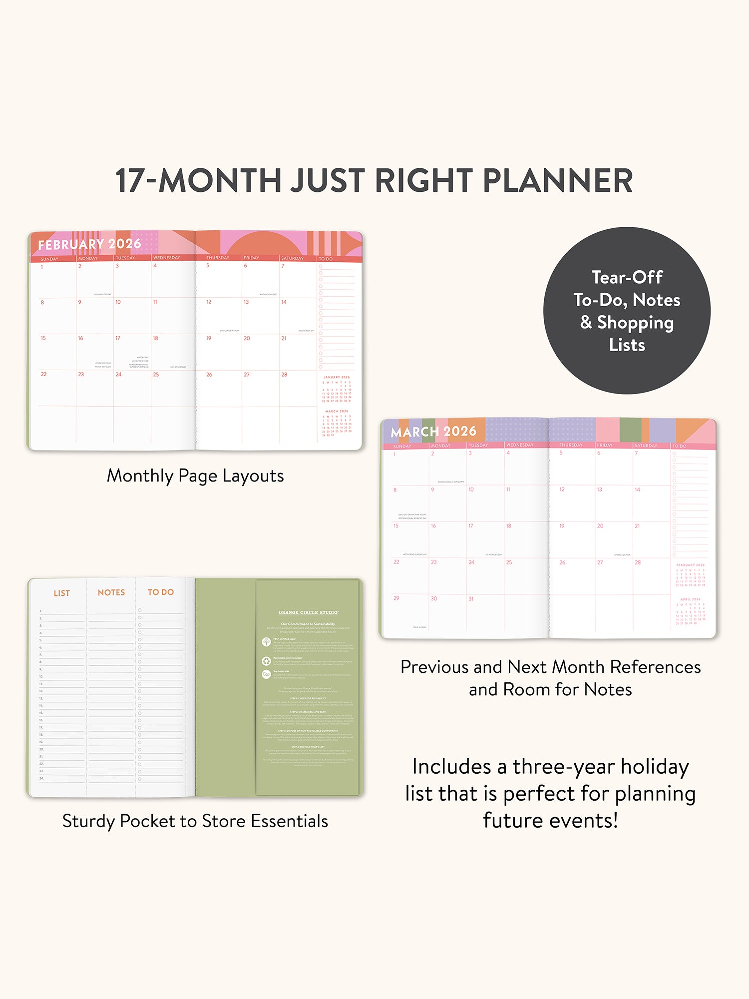 2026 Color Block Just Right Monthly Planner
