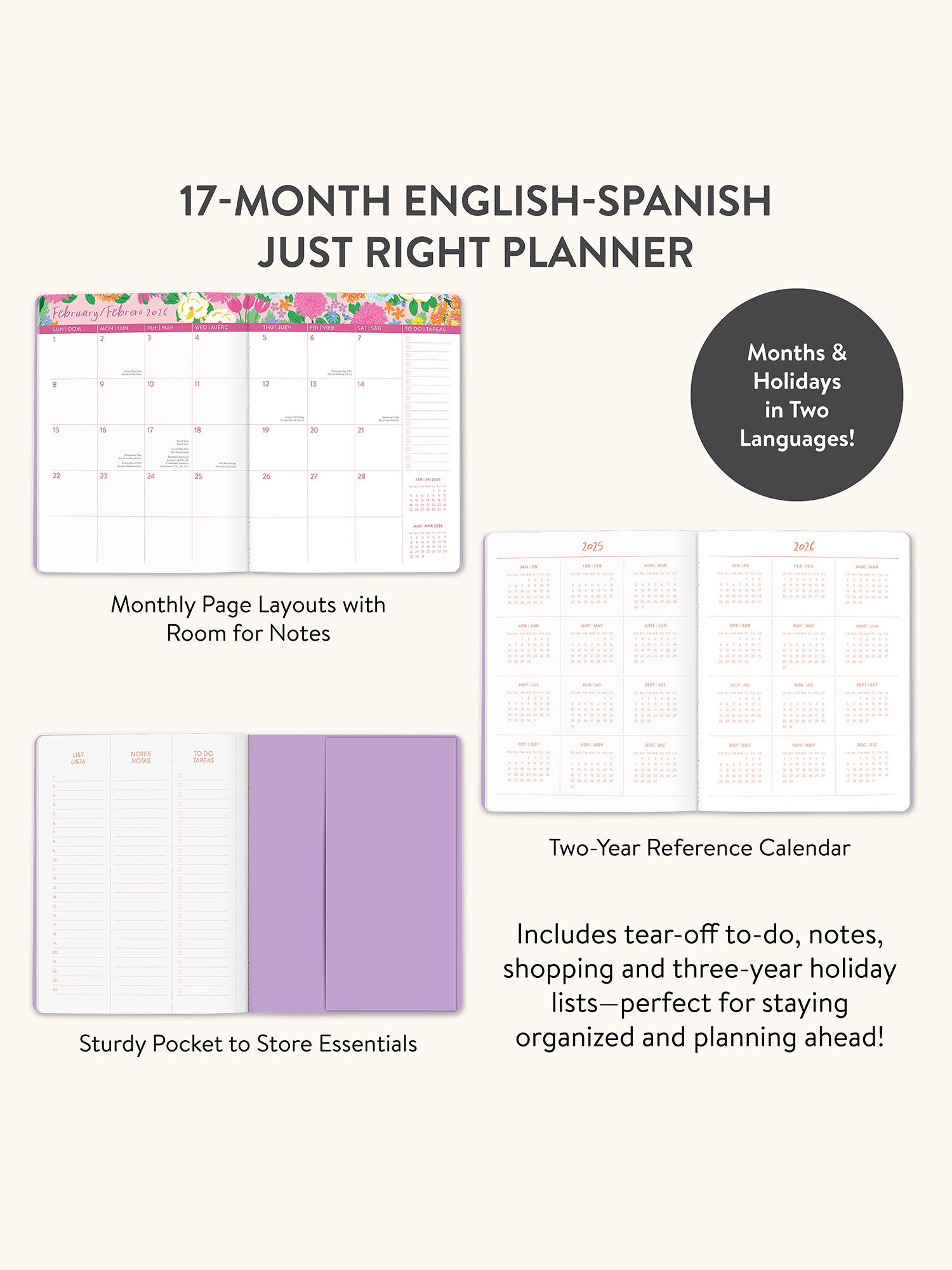 2026 Secret Garden Just Right Monthly Bilingual Planner