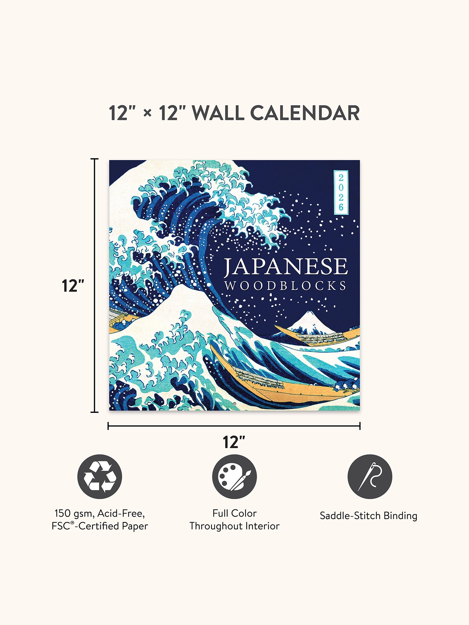 2026 Japanese Woodblocks 12&quot; x 12&quot; Wall Calendar
