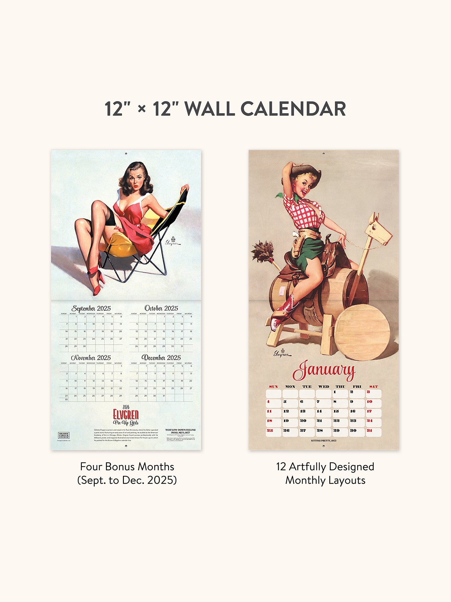 2026 Elvgren: Pin-Up Girls 12&quot; x 12&quot; Wall Calendar