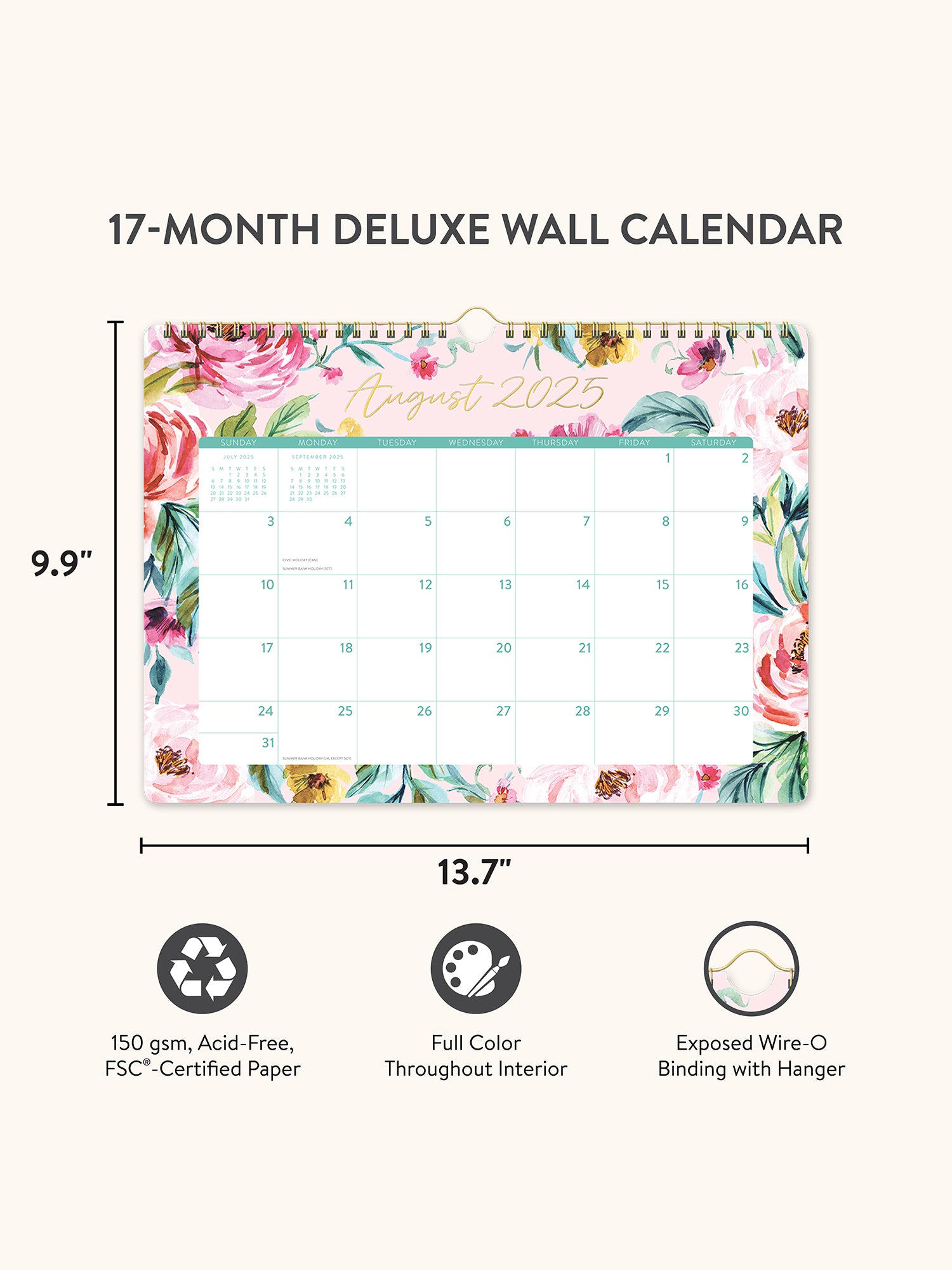 2026 Bella Flora Deluxe Wall Calendar