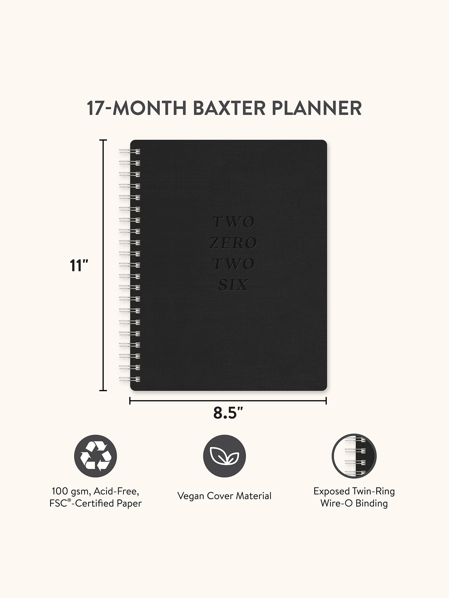 2026 Midnight Black Baxter Planner