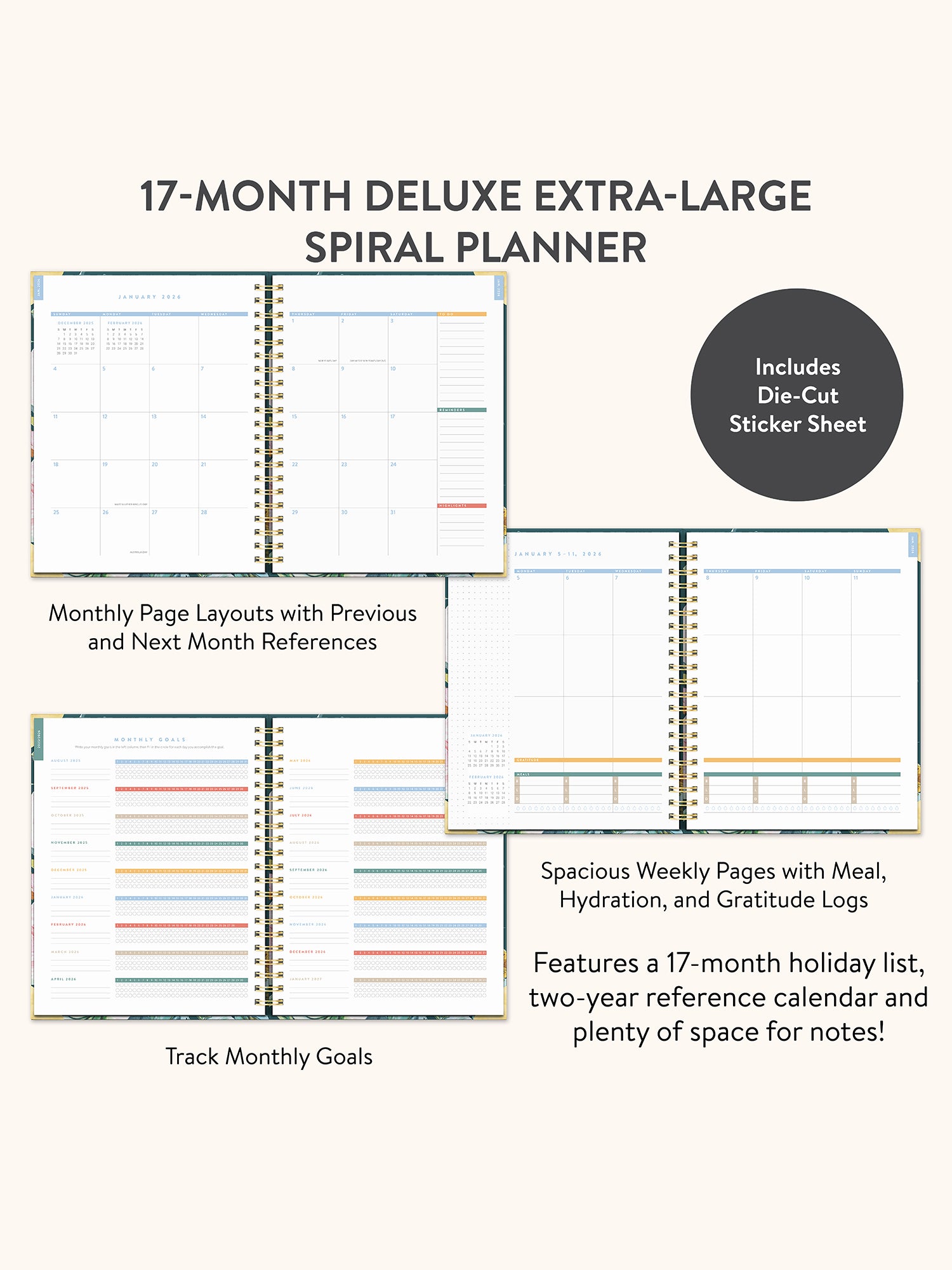 2026 Bella Flora Deluxe Extra-Large Spiral Planner