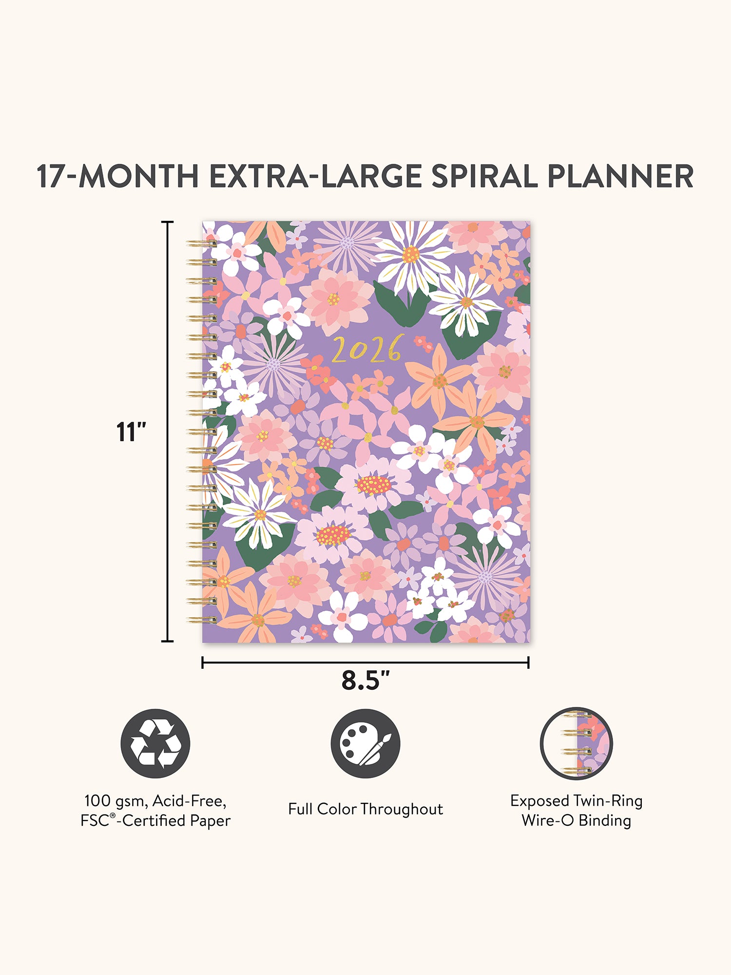 2026 Secret Garden Extra-Large Spiral Planner