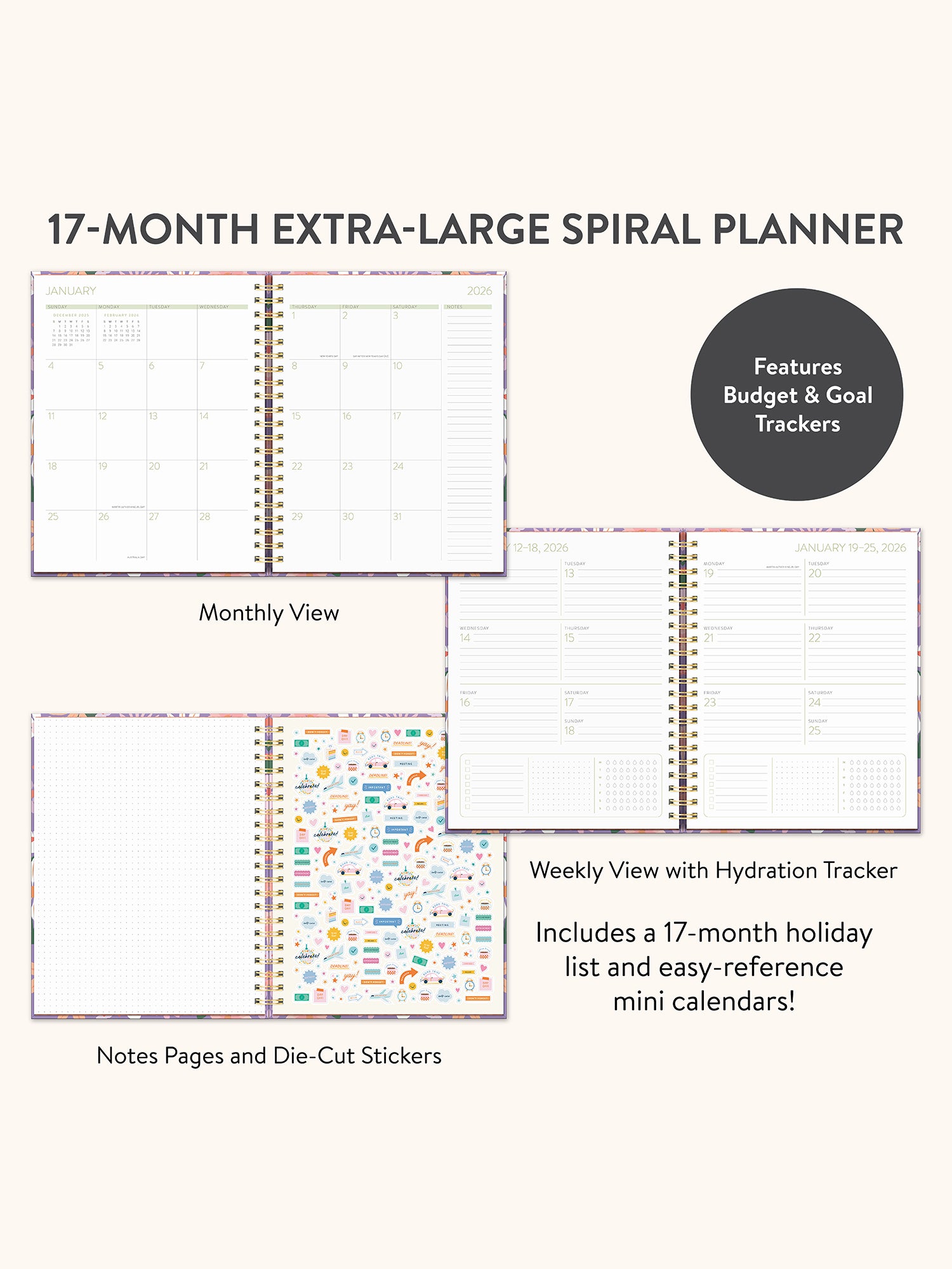 2026 Secret Garden Extra-Large Spiral Planner
