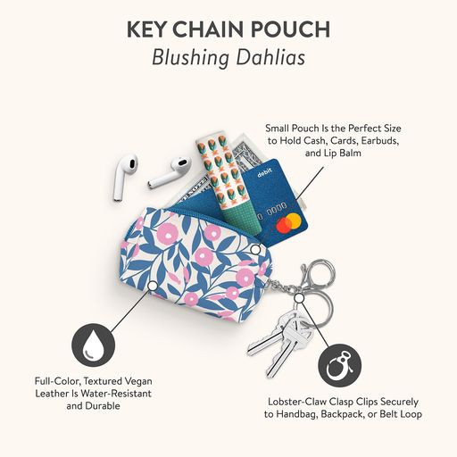 Blushing Dahlias Key Chain Pouch