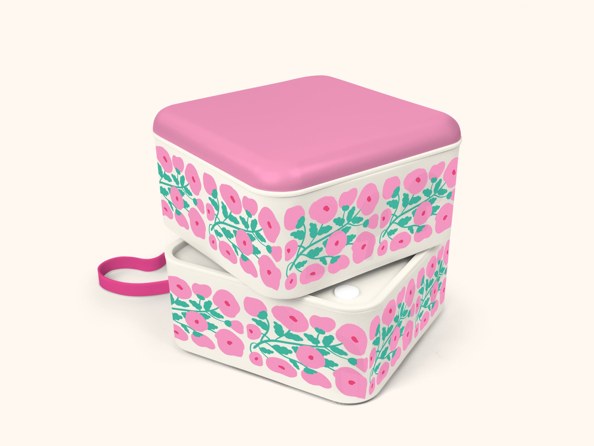 Pink Poppies Lunch Size Bento Box