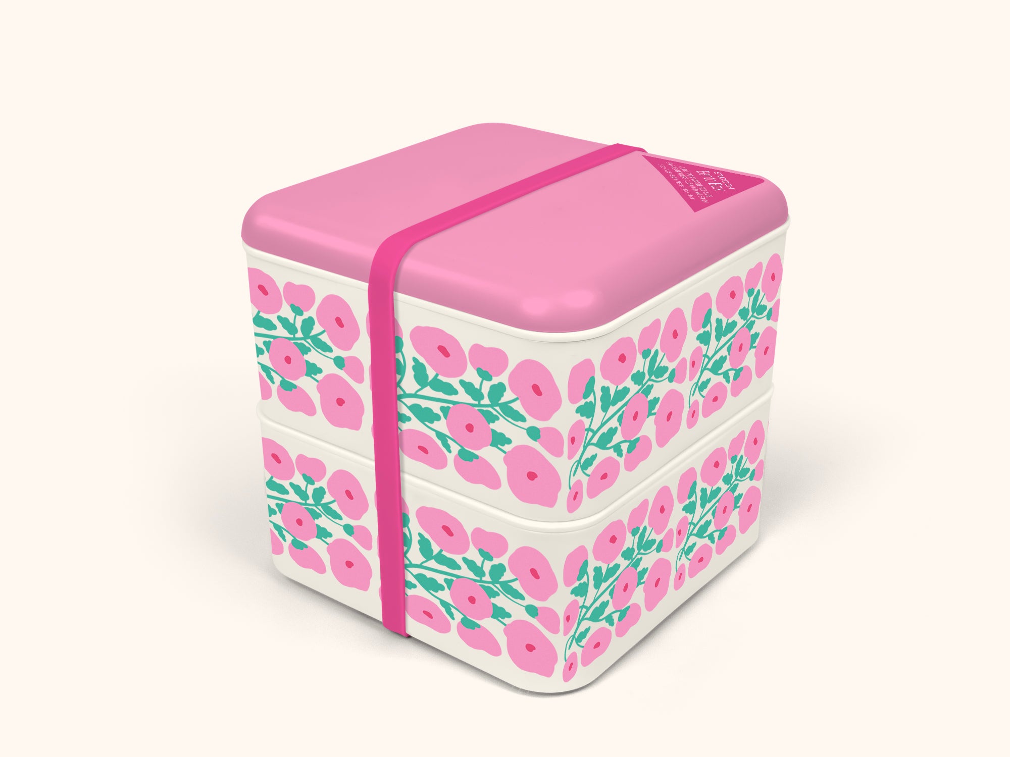 Pink Poppies Lunch Size Bento Box