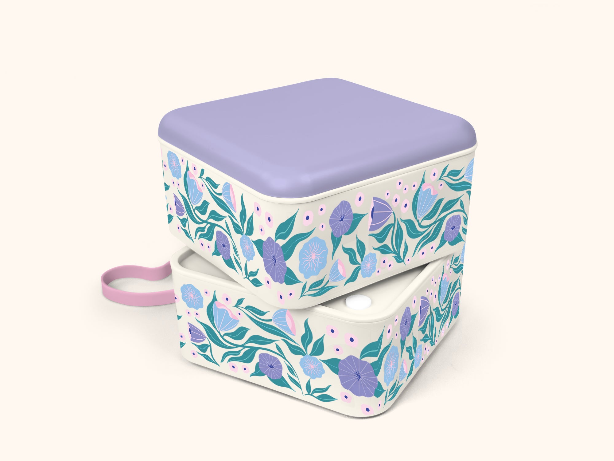 Folk Art Flowers Lavender Lunch Size Bento Box