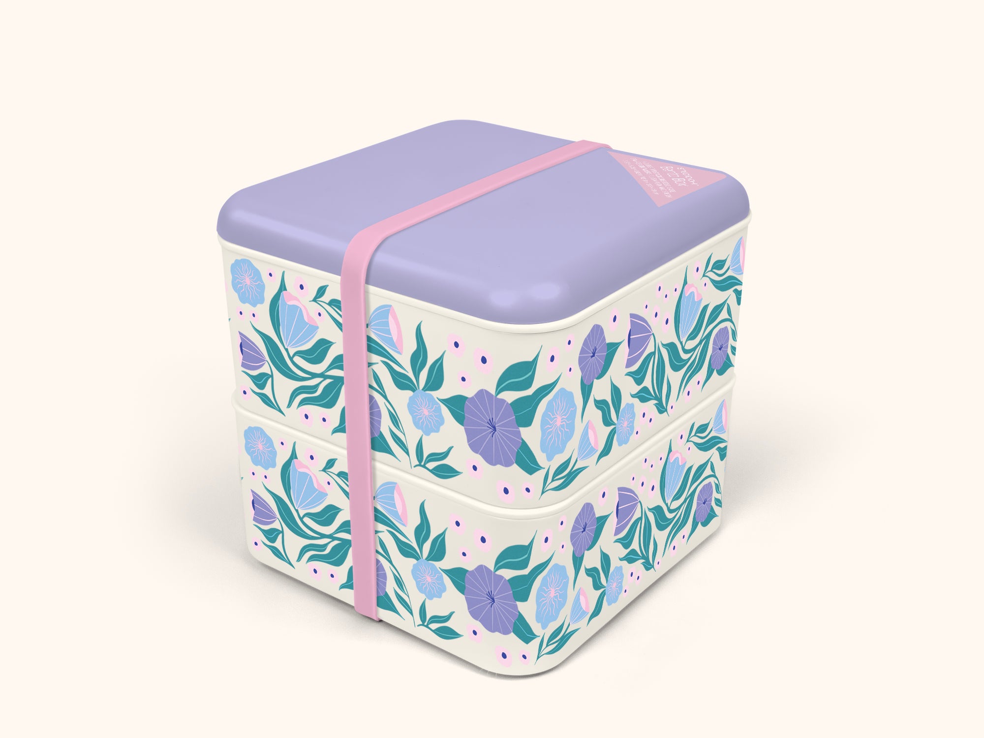 Folk Art Flowers Lavender Lunch Size Bento Box