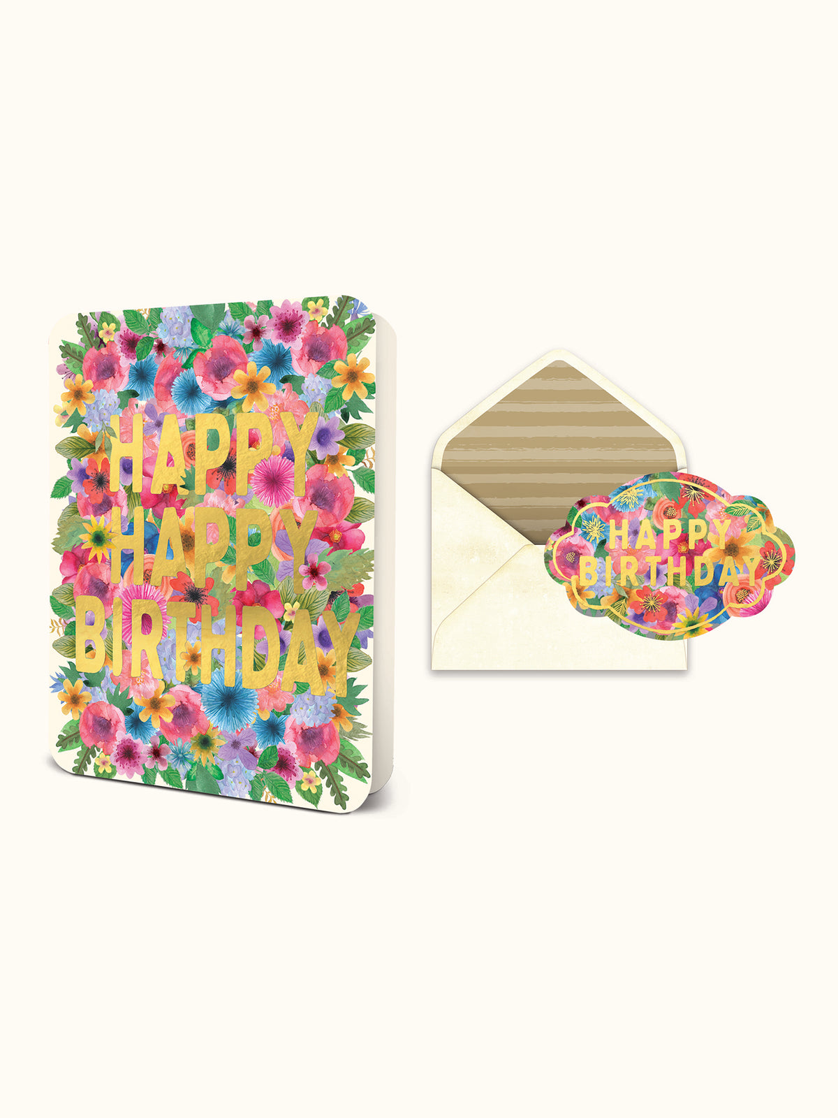 Happy Happy Birthday Floral Deluxe Greeting Card