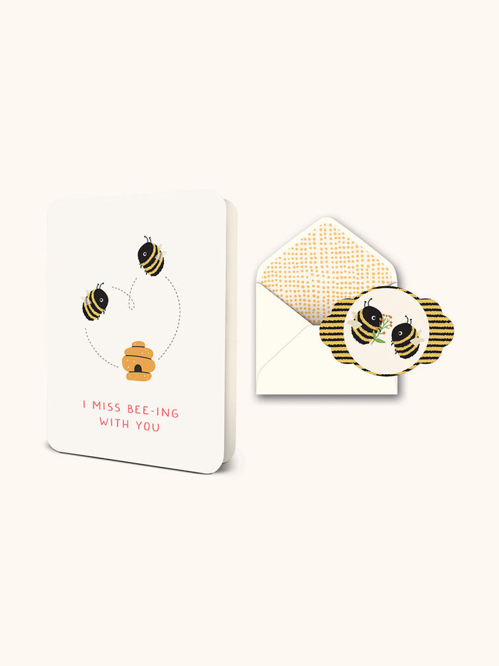 I Miss Bee-ing With You Deluxe Greeting Card