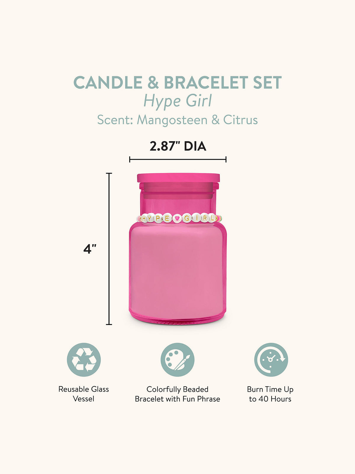 Hype Girl Candle & Bracelet Set