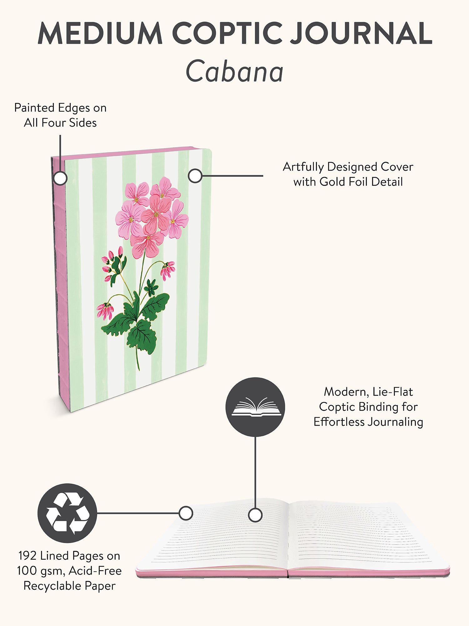 Cabana Blooms Medium Coptic-Bound Journal