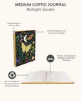 Midnight Garden Medium Coptic-Bound Journal