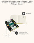 Midnight Garden Casey Notebook with Phone Loop