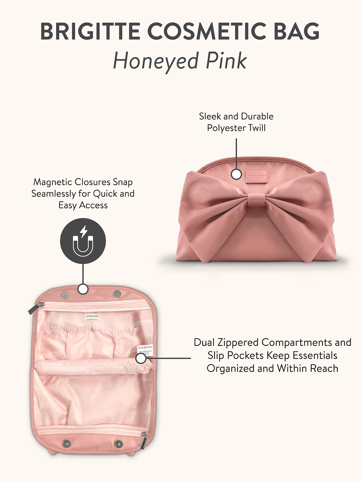Honeyed Pink Brigitte Cosmetic Bag - Thumbnail 2