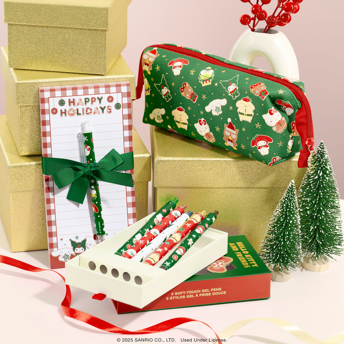 Hello Kitty and Friends holiday gel pens, pencil pouch and list pad