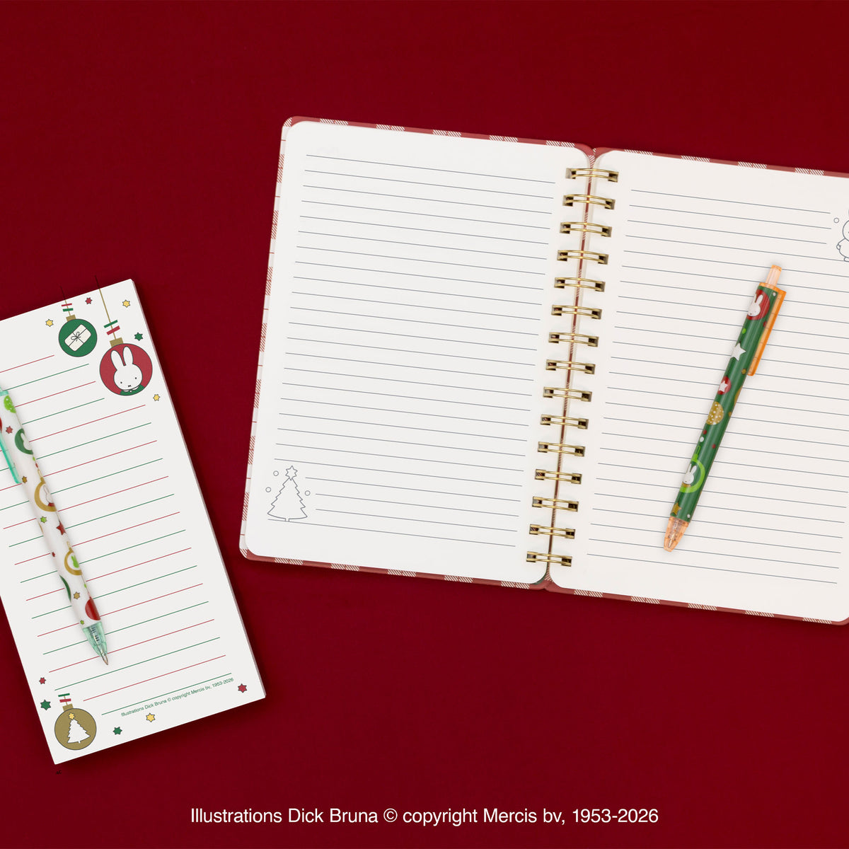 Miffy holiday list pad, notebook and gel pens