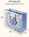 Birds in the Cherry Tree Large Horizontal Die-Cut Gift Bag with Tissue