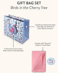Birds in the Cherry Tree Large Horizontal Die-Cut Gift Bag with Tissue