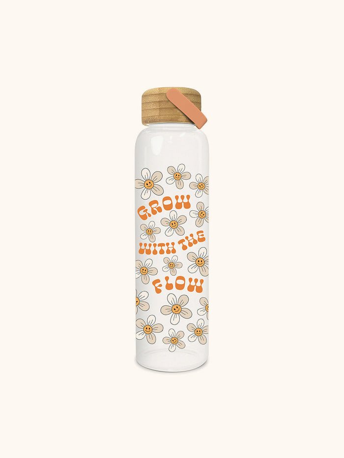 Grow with the Flow Glass Water Bottle with Bamboo Lid