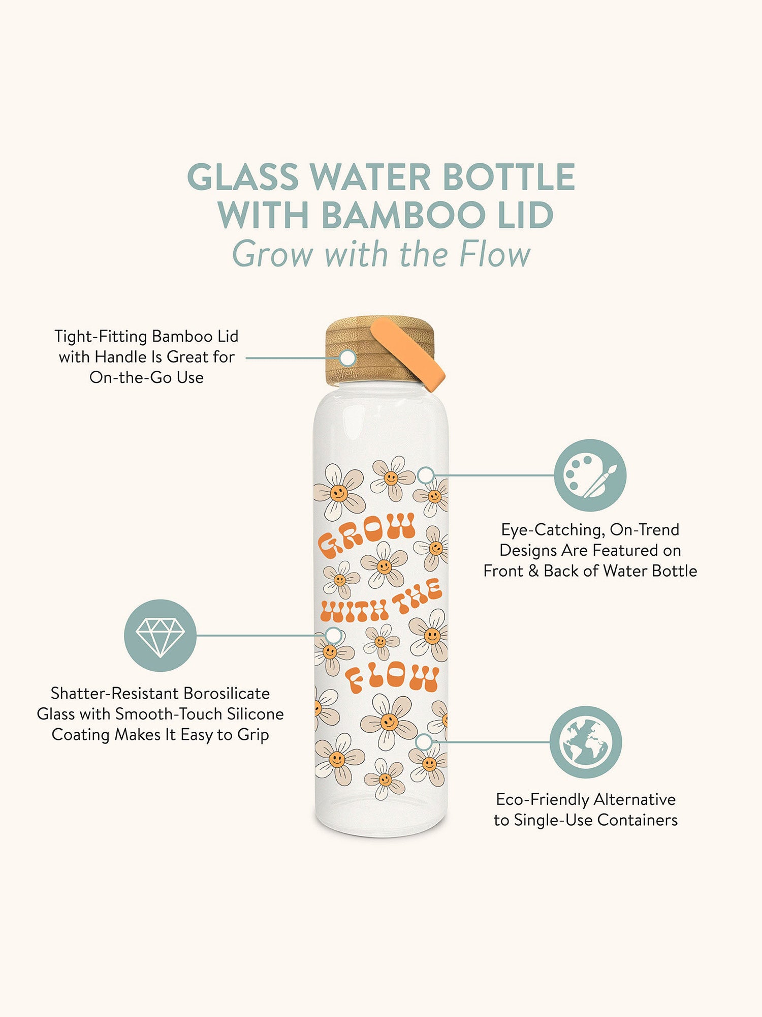 Grow with the Flow Glass Water Bottle - Thumbnail 4
