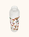 Mushroom Melody Glass Water Bottle with Bamboo Lid