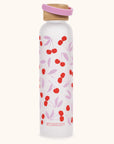 Cherry Sweet Glass Water Bottle with Bamboo Lid