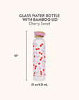 Cherry Sweet Glass Water Bottle with Bamboo Lid