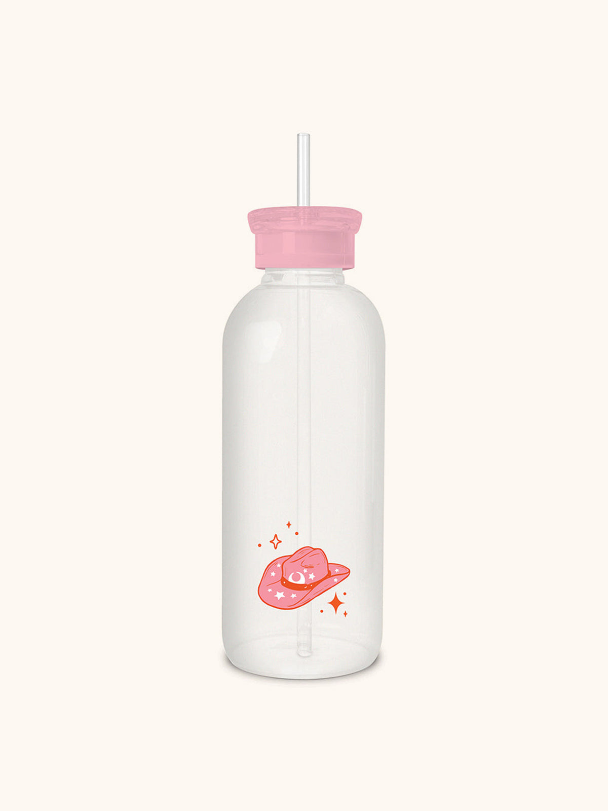 Studio Oh Pink Howdy Glass Water Bottle With Straw - World Market