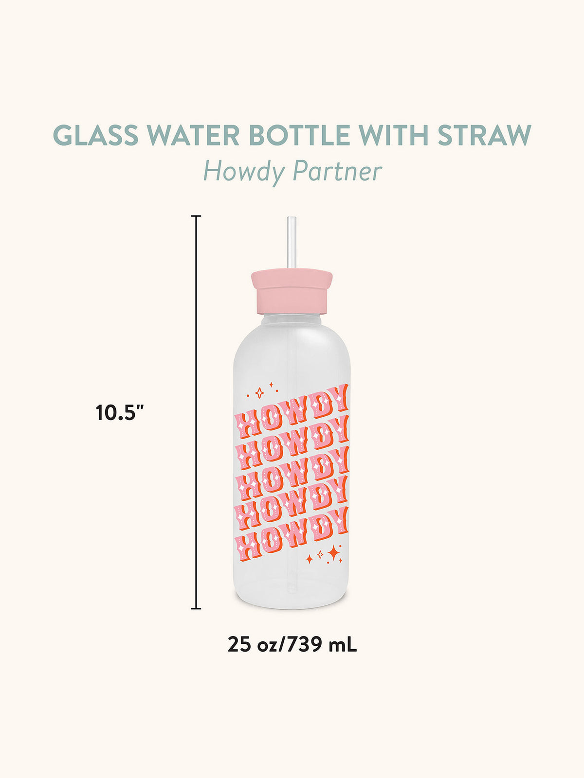 Howdy Partner Glass Water Bottle with Straw – Studio Oh!