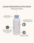 Riding the Waves Glass Water Bottle with Straw