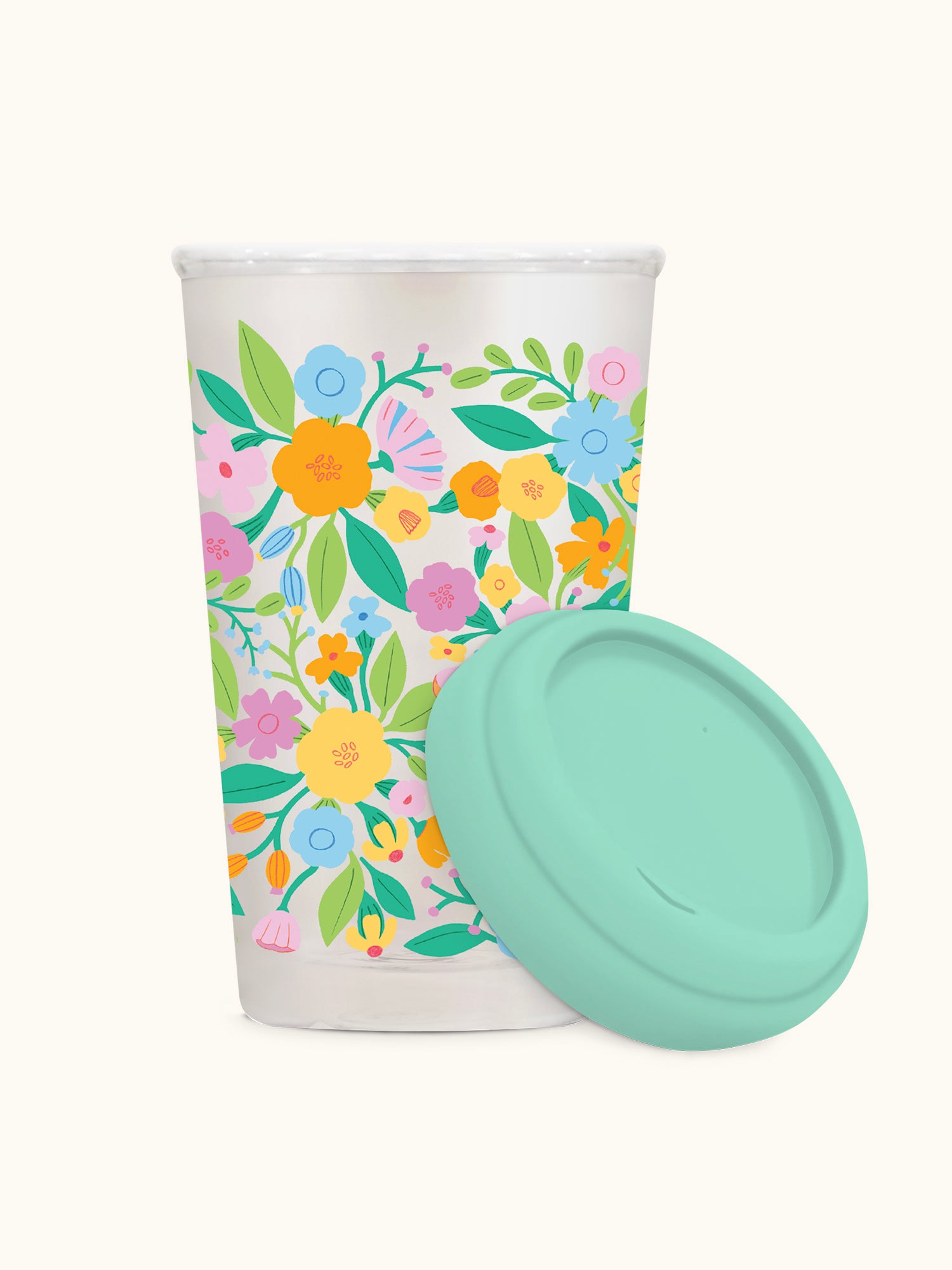 Floral Rush Glass Coffee Tumbler - Thumbnail 2