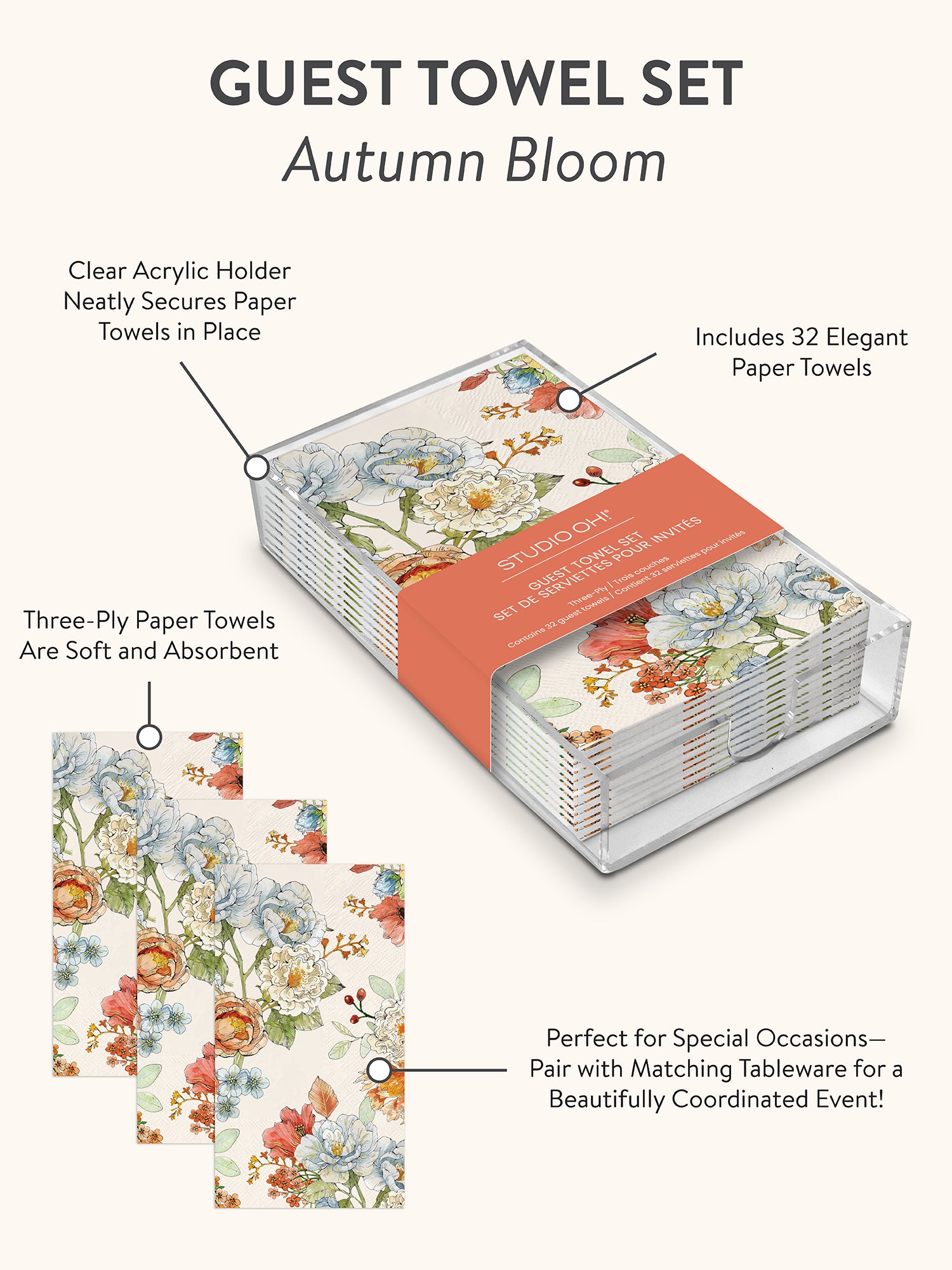 Autumn Bloom Guest Towel Set