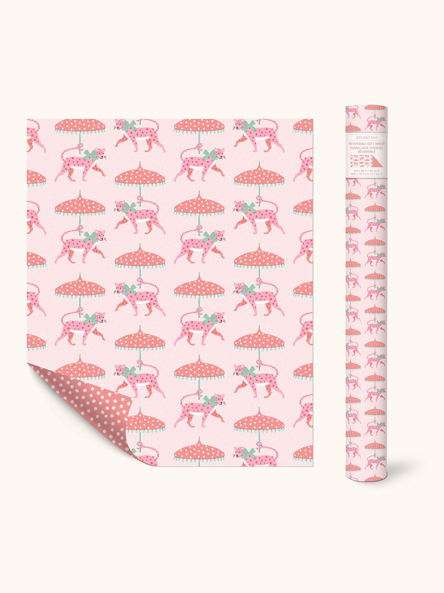 Leopard on Parade  Reversible Gift Wrap