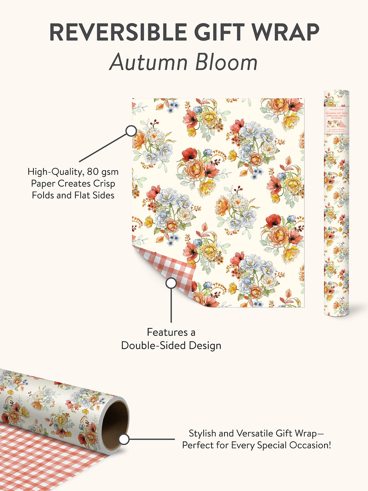 Autumn Bloom Reversible Gift Wrap