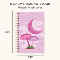 Moonlit Mushrooms Medium Spiral Notebook