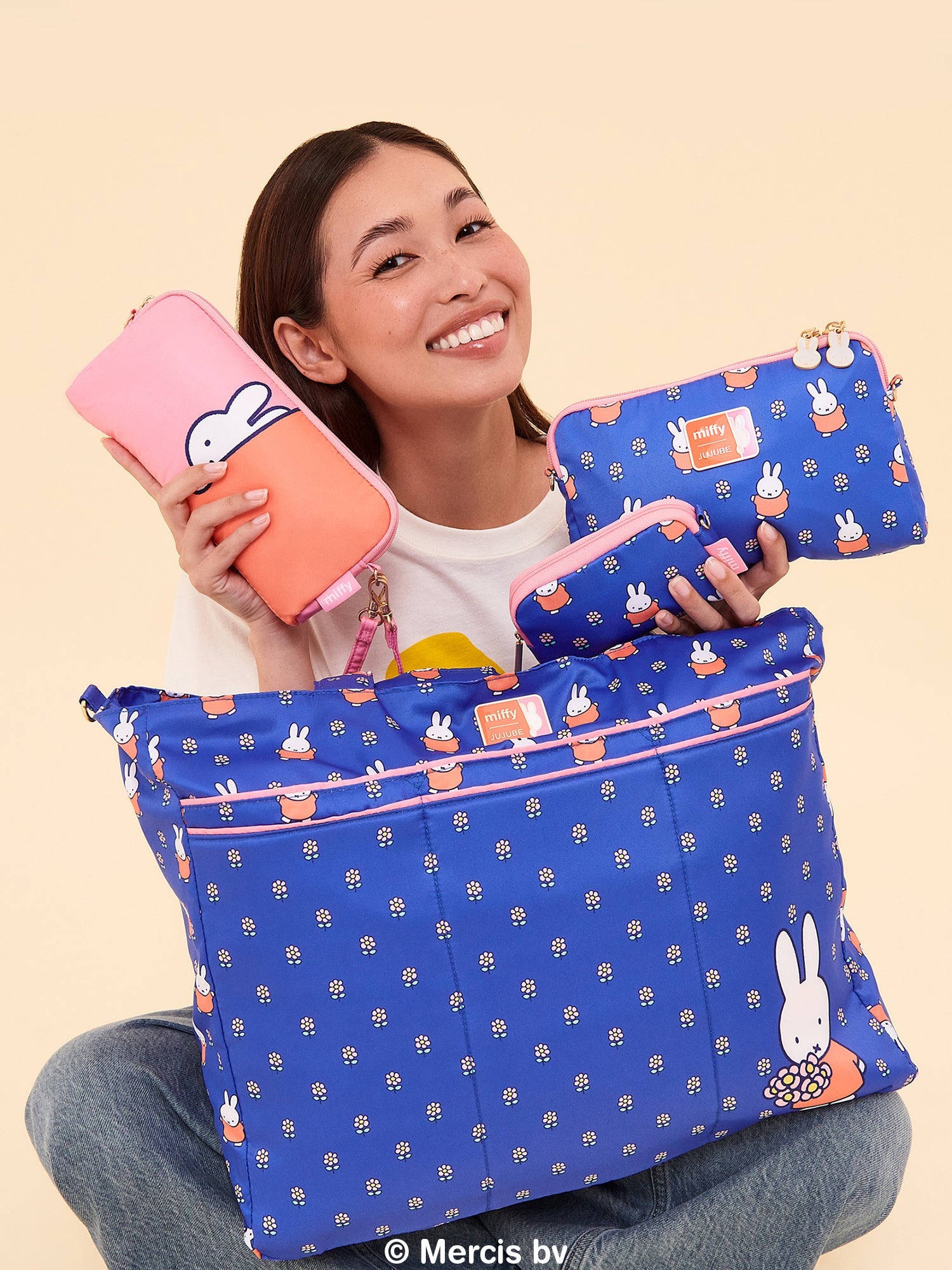 JuJuBe Miffy Flower Fields Super Be Large Tote Bag - Blue &amp; Orange