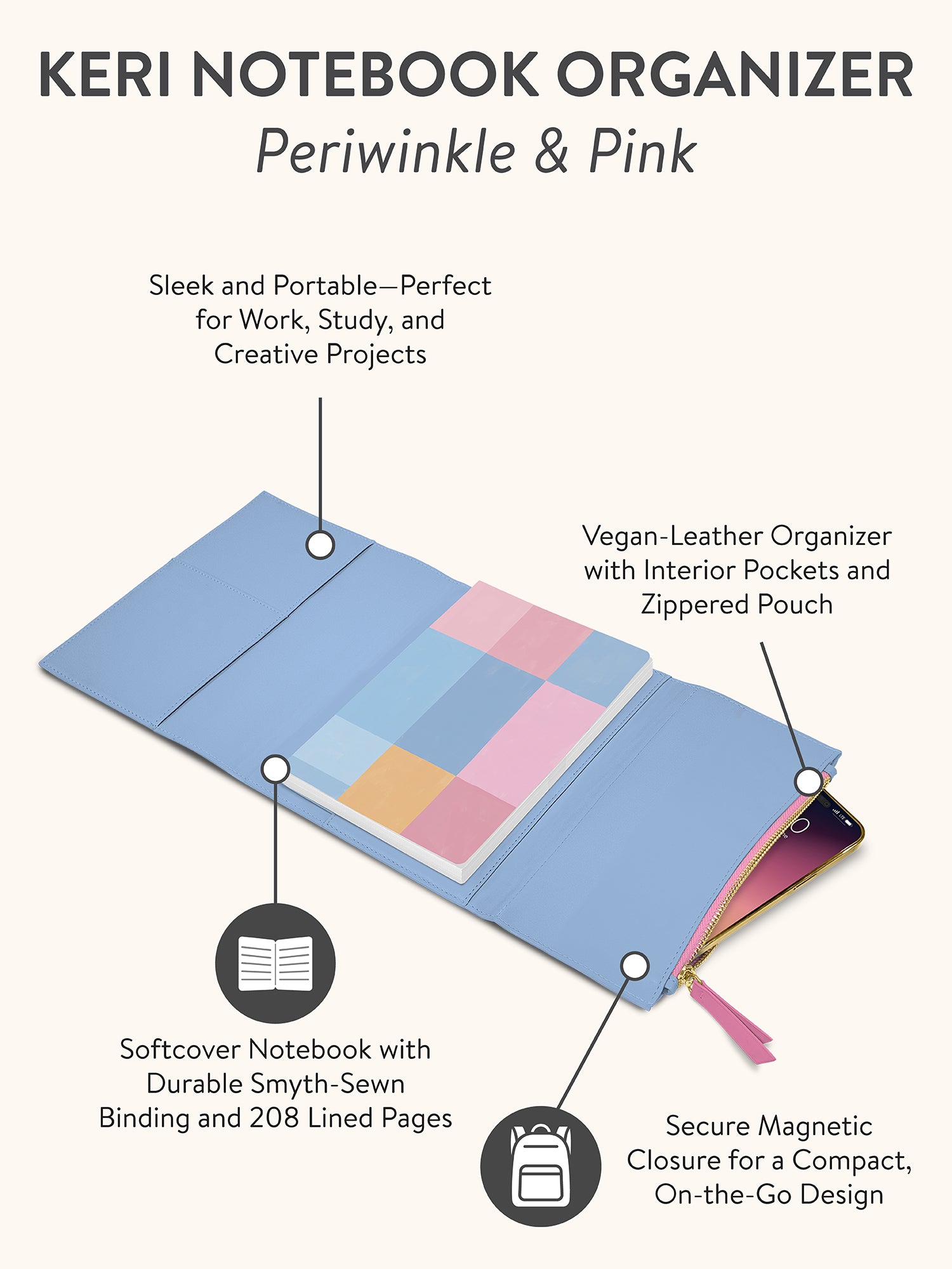 Periwinkle & Pink Keri Notebook and Organizer – Studio Oh!