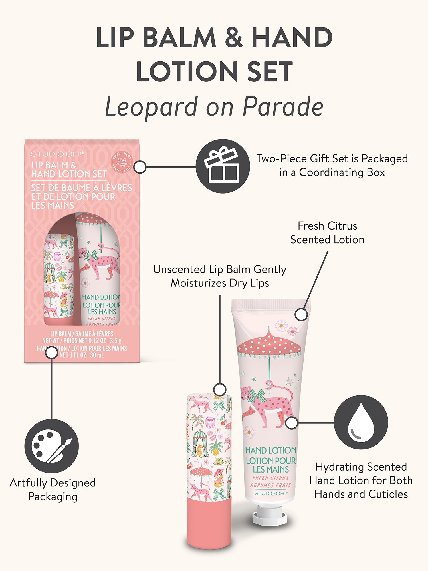 Leopard on Parade Lip Balm & Hand Lotion Set – Studio Oh!