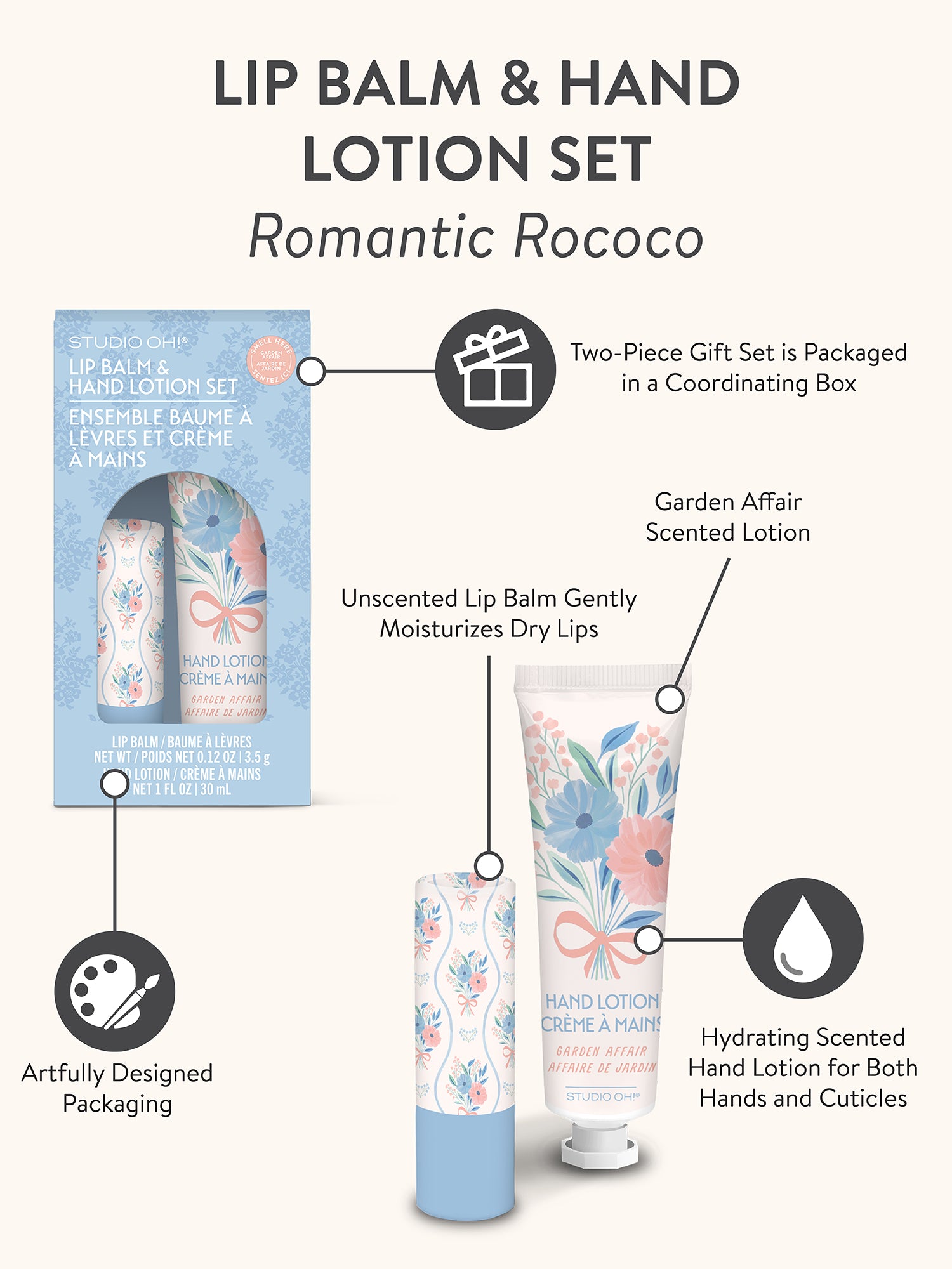 Romantic Rococo Lip Balm & Hand Lotion Set – Studio Oh!