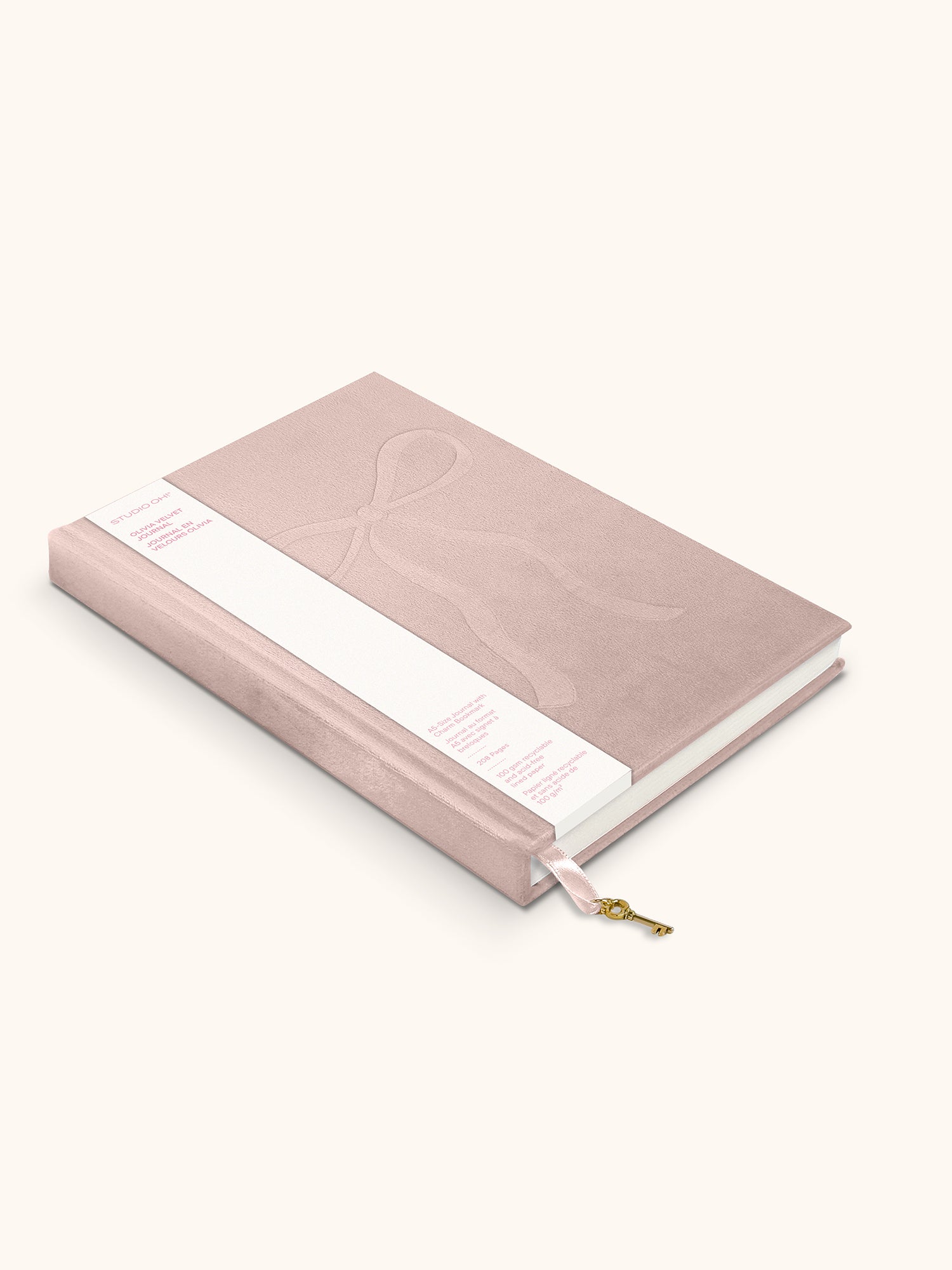 Sweetheart Pink Bow Olivia Velvet A5 Journal