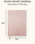 Sweetheart Pink Bow Olivia Velvet A5 Journal