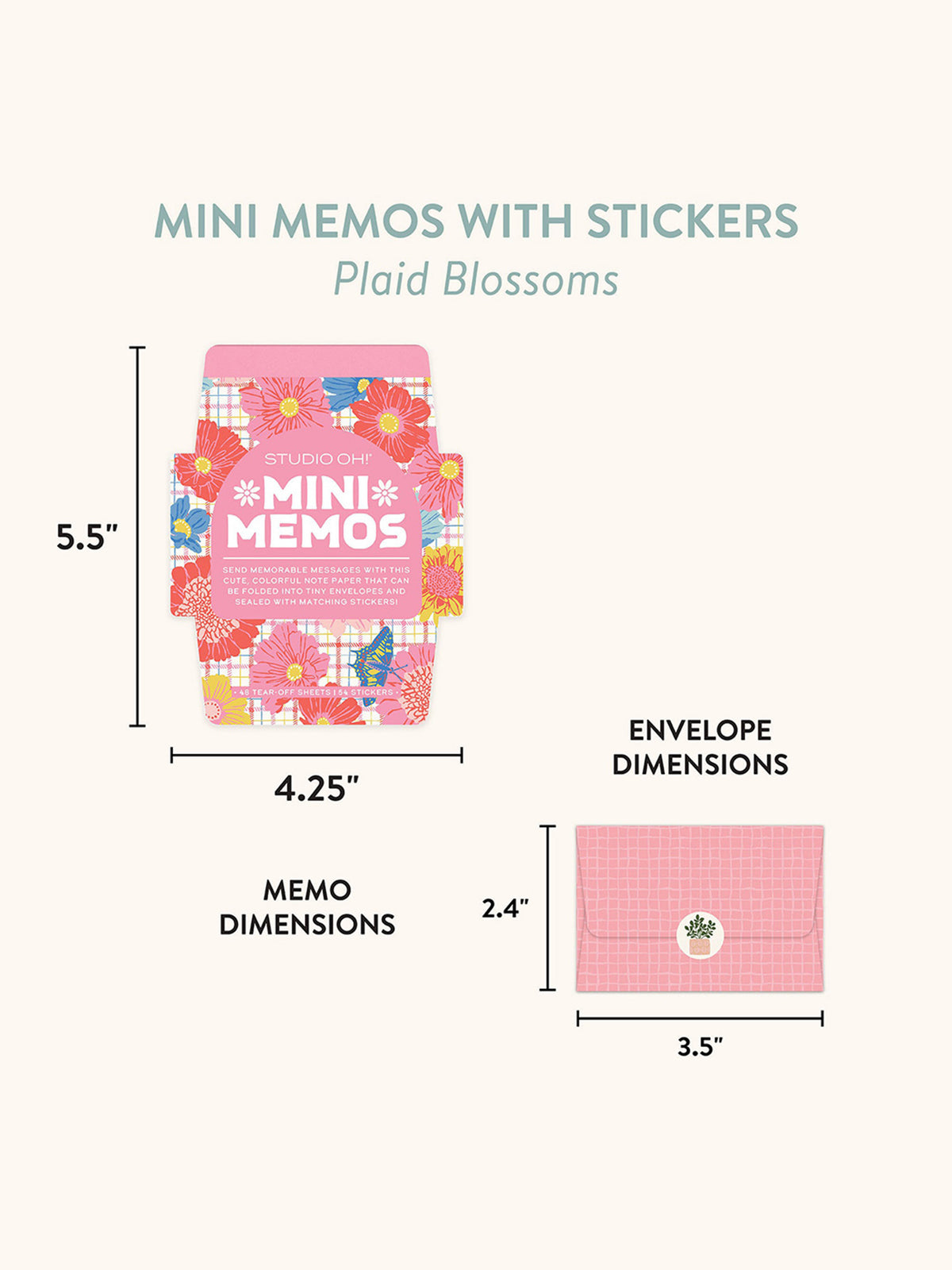Plaid Blossoms Mini Memo with Stickers
