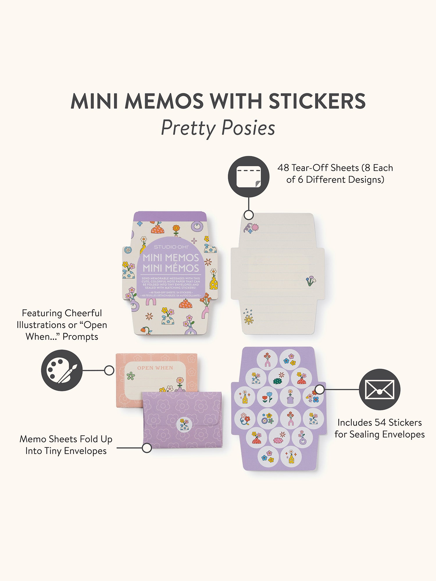 Pretty Posies Mini Memos with Stickers – Studio Oh!