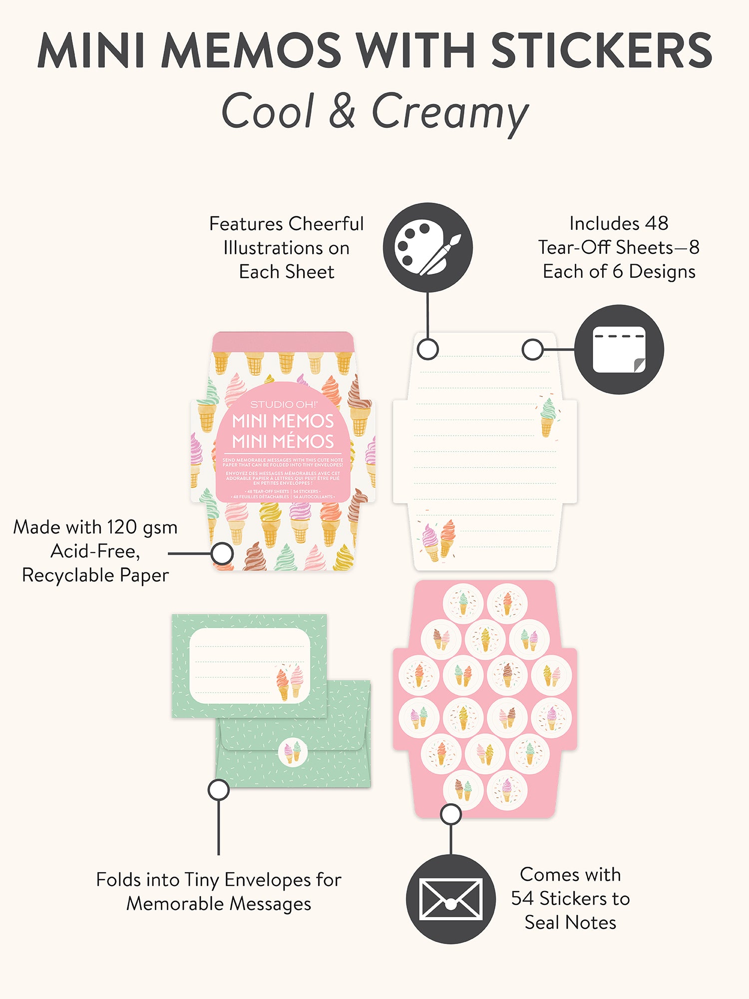 Cool & Creamy Mini Memos with Stickers – Studio Oh!